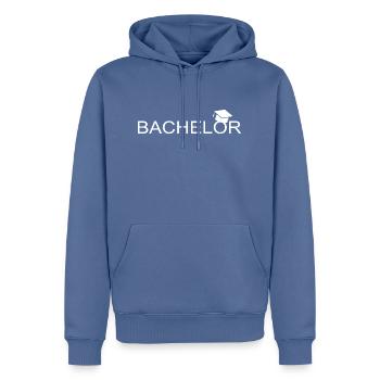 Bachelor - Männer Premium Bio Hoodie - Taubenblau - Vorne - Nico (187cm)