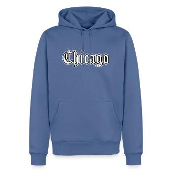 Chicago Graffiti Style Schrift - Männer Premium Bio Hoodie - Taubenblau - Vorne - Nico (187cm)