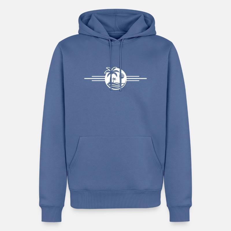 Plage de Palm Trees - Sweat à capuche Premium bio Homme - bleu pigeon