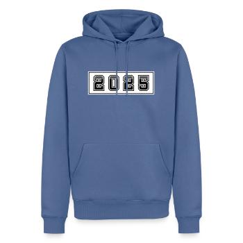 2025 Jahr - Männer Premium Bio Hoodie - Taubenblau - Vorne - Nico (187cm)