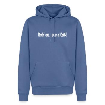 Hold on i see a Cat - Männer Premium Bio Hoodie - Taubenblau - Vorne - Nico (187cm)