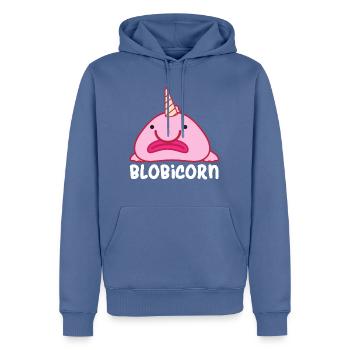 Blobfish - Männer Premium Bio Hoodie - Taubenblau - Vorne - Nico (187cm)