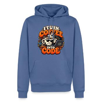 Ich verwandle Kaffee in Code | Programmierer - Männer Premium Bio Hoodie - Taubenblau - Vorne - Nico (187cm)