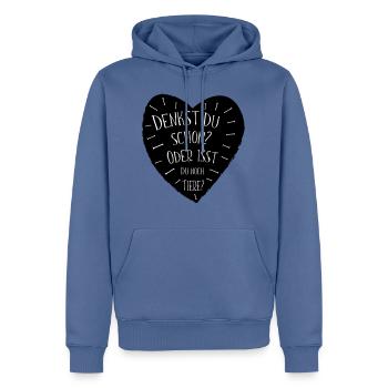 Denk Spruch vegan Tierschutz Tierfreund Geschenk - Männer Premium Bio Hoodie - Taubenblau - Vorne - Nico (187cm)