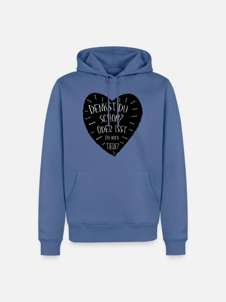 Denk Spruch vegan Tierschutz Tierfreund Geschenk - Männer Premium Bio Hoodie - Taubenblau