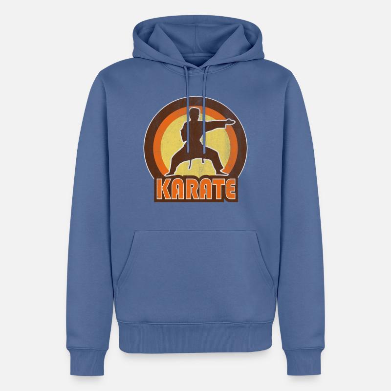 Karaté - Sweat à capuche Premium bio Homme - bleu pigeon