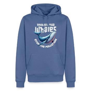 Protect the Whales Save the Ocean - Männer Premium Bio Hoodie - Taubenblau - Vorne - Nico (187cm)