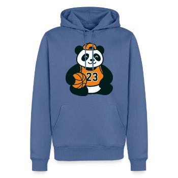 Panda basketteur Basket Basketball - Sweat à capuche Premium bio Homme - bleu pigeon - Devant - Nico (187cm)