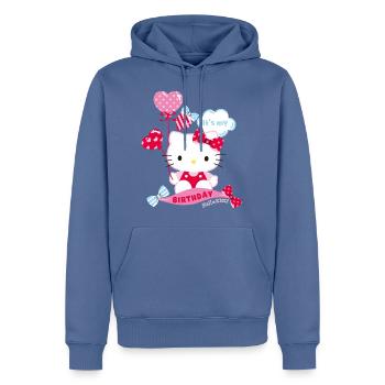 Hello Kitty With Balloons Birthday Design - Men’s Premium Organic Hoodie - stone blue - Front - Nico (187cm)