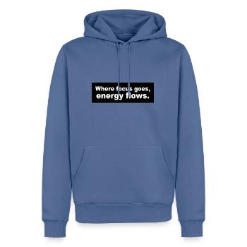 Motivation - Männer Premium Bio Hoodie - Taubenblau - Vorne - Nico (187cm)