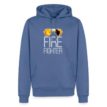 Fire fire flames hero - Men’s Premium Organic Hoodie - stone blue - Front - Nico (187cm)