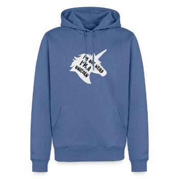 I'm Not Weird I'm A Unicorn Unicorn Gift Idea - Men’s Premium Organic Hoodie - stone blue - Front - Nico (187cm)
