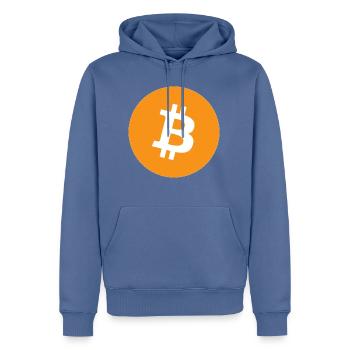Bitcoin - Sweat à capuche Premium bio Homme - bleu pigeon - Devant - Nico (187cm)