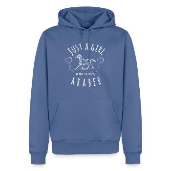 Cheval T-shirt Cavalier De Dressage Arabe - Sweat à capuche Premium bio Homme - bleu pigeon - Devant - Nico (187cm)