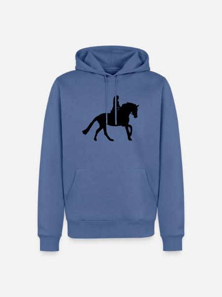 équitation - Sweat à capuche Premium bio Homme - bleu pigeon
