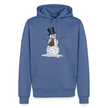 Glücklicher wirbelnder Schneemann - Männer Premium Bio Hoodie - Taubenblau - Vorne - Nico (187cm)