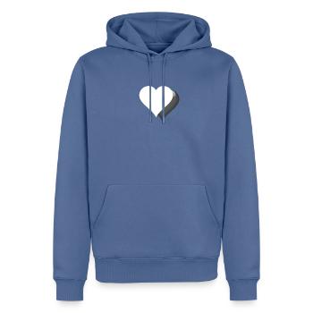 Coeur - Sweat à capuche Premium bio Homme - bleu pigeon - Devant - Nico (187cm)