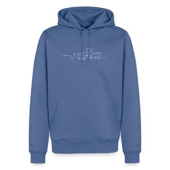 Paintball - Männer Premium Bio Hoodie - Taubenblau - Vorne - Nico (187cm)