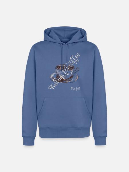 Falling for Coffee - Herbstliebe - Männer Premium Bio Hoodie - Taubenblau