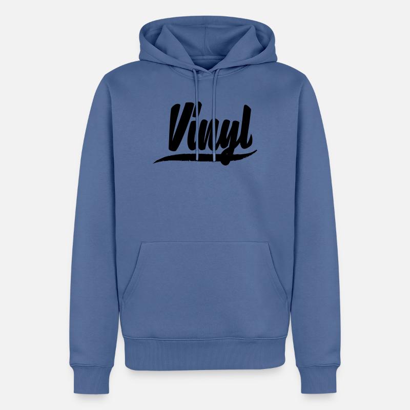 vinyle plat dj deejay musique fête autocollant patch - Sweat à capuche Premium bio Homme - bleu pigeon