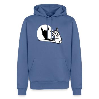 Rabbit Shadow Hand ROCK Music HARD ROCK Fan - Men’s Premium Organic Hoodie - stone blue - Front - Nico (187cm)