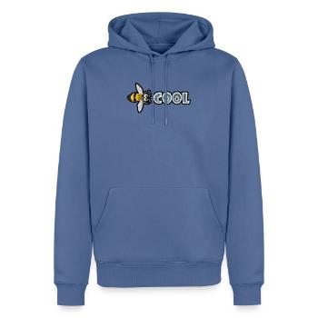 BEE COOL (horizontal) - Männer Premium Bio Hoodie - Taubenblau - Vorne - Nico (187cm)