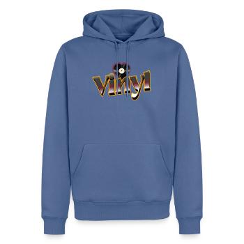 Vinyl Liebe - Männer Premium Bio Hoodie - Taubenblau - Vorne - Nico (187cm)