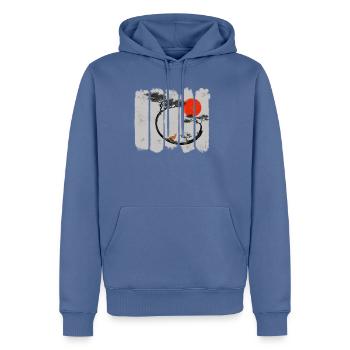 Kitsune - Sweat à capuche Premium bio Homme - bleu pigeon - Devant - Nico (187cm)