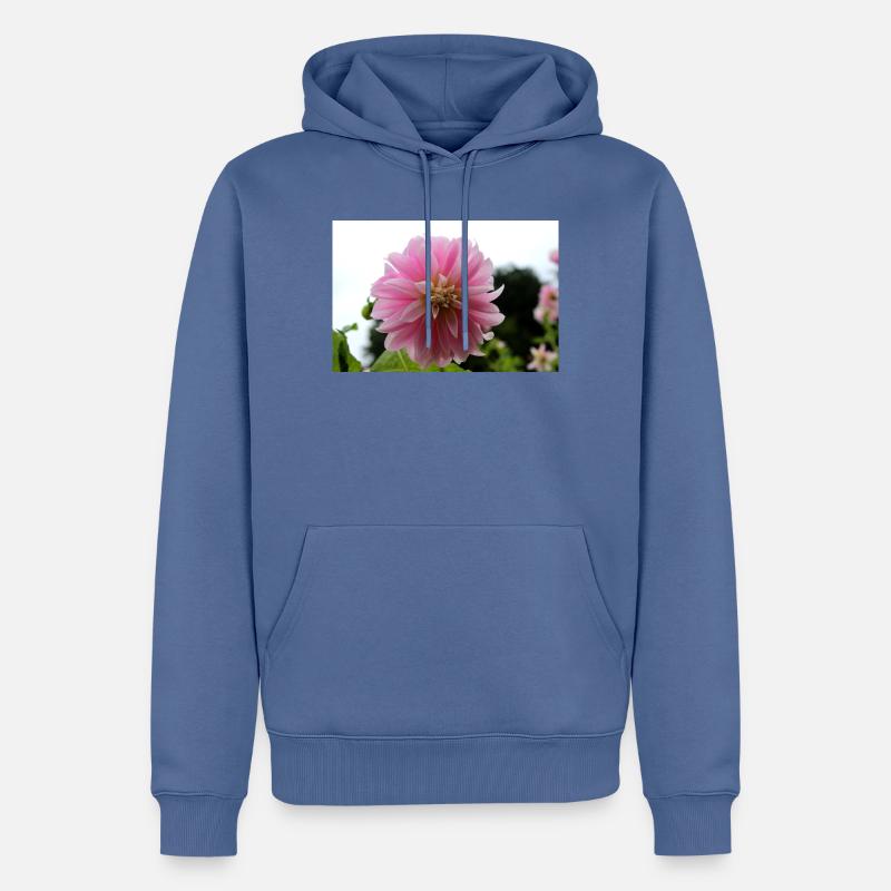 Dahlia rose rose fleur, fleur - Sweat à capuche Premium bio Homme - bleu pigeon