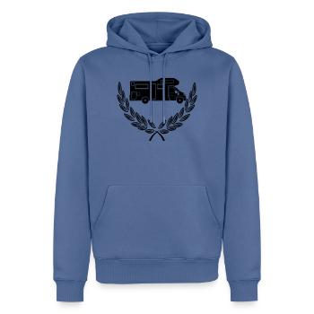 Wohnmobil im Lorbeerkranz - Männer Premium Bio Hoodie - Taubenblau - Vorne - Nico (187cm)