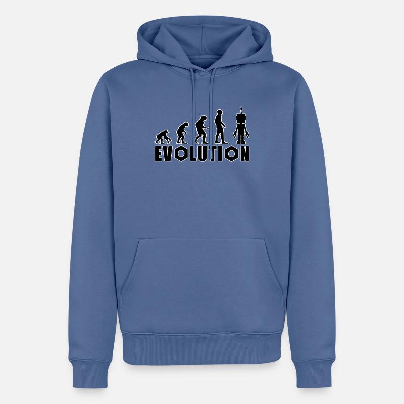 Evolution von Mensch zu Android - Männer Premium Bio Hoodie - Taubenblau