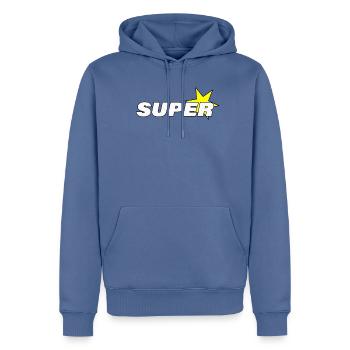 SUPER STAR - Männer Premium Bio Hoodie - Taubenblau - Vorne - Nico (187cm)