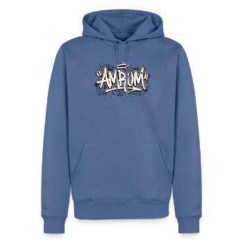 Amrum Graffiti Hip Hop à l’ancienne - Sweat à capuche Premium bio Homme - bleu pigeon - Devant - Nico (187cm)