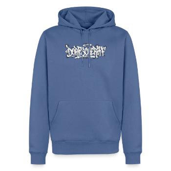 Graffiti du shérif du village - Sweat à capuche Premium bio Homme - bleu pigeon - Devant - Nico (187cm)
