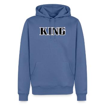 King Classic Text - Men’s Premium Organic Hoodie - stone blue - Front - Nico (187cm)