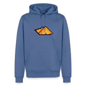 Pyramide Pixel Art - Sweat à capuche Premium bio Homme - bleu pigeon - Devant - Nico (187cm)