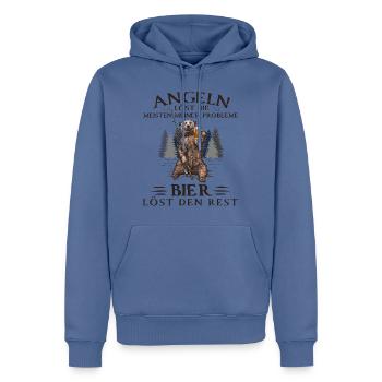 Angeln löst Probleme - Bier - Männer Premium Bio Hoodie - Taubenblau - Vorne - Nico (187cm)