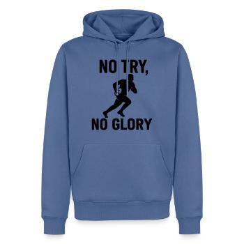 Kein Versuch kein Ruhm Rugby - Männer Premium Bio Hoodie - Taubenblau - Vorne - Nico (187cm)