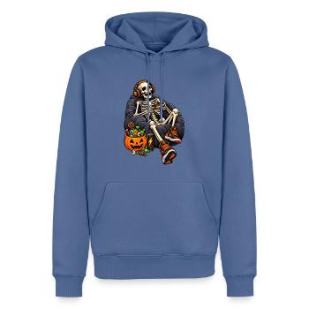 Fun Halloween video game with a skeleton - Männer Premium Bio Hoodie - Taubenblau - Vorne - Nico (187cm)