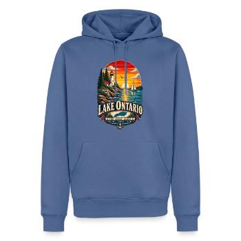 Lake Ontario Funny Vintage - Männer Premium Bio Hoodie - Taubenblau - Vorne - Nico (187cm)