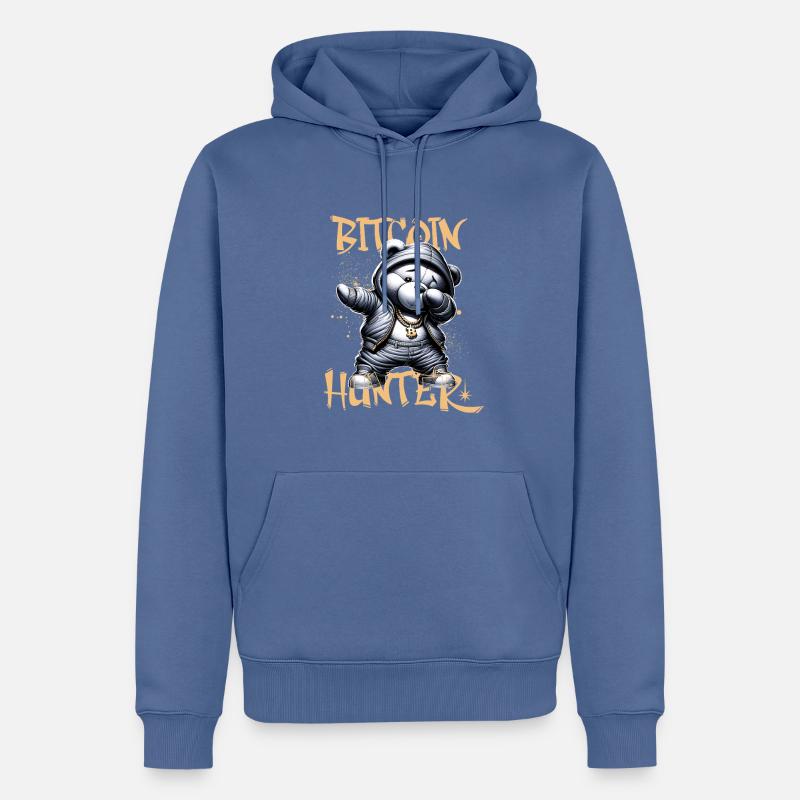 Bitcoin Hunter Teddy Dabbing - Männer Premium Bio Hoodie - Taubenblau