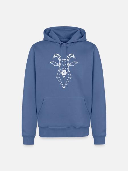 Ziege Polygon – Geometrisches Tierdesign modern - Männer Premium Bio Hoodie - Taubenblau