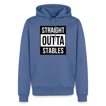 Straight Outta Stables Stall Pferd 2C - Männer Premium Bio Hoodie - Taubenblau - Vorne - Nico (187cm)