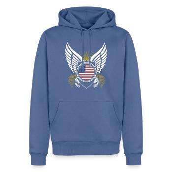 USA Lady Abzeichen mit Flügeln Epic - Männer Premium Bio Hoodie - Taubenblau - Vorne - Nico (187cm)