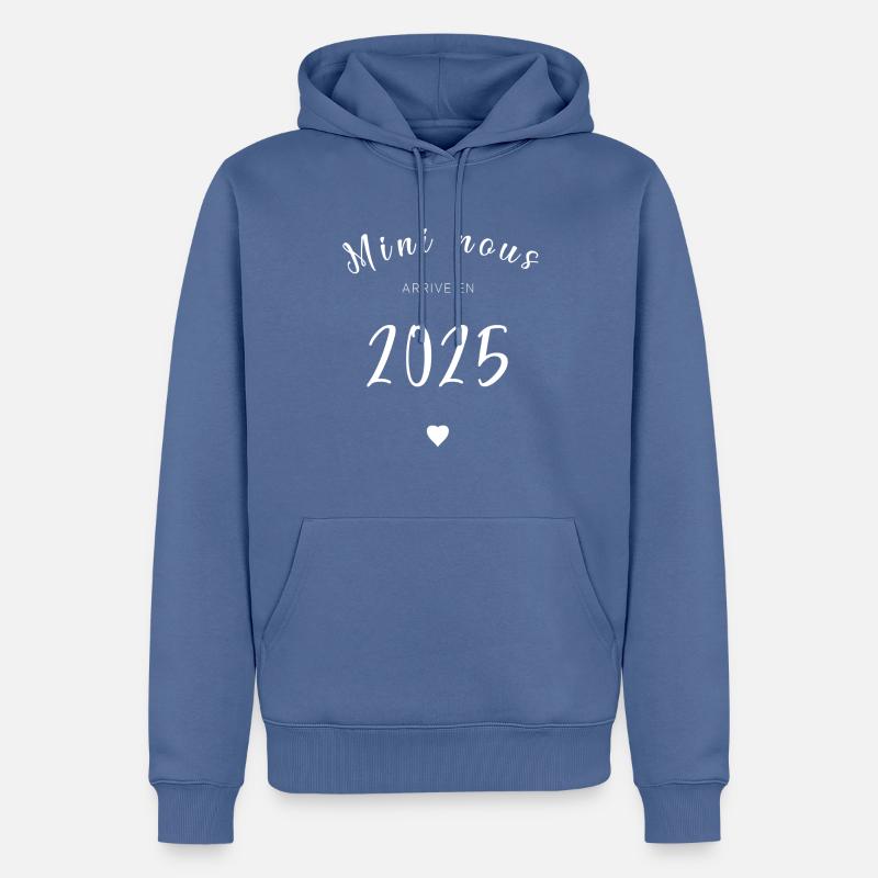 Bébé arrive en 2025 ! - Sweat à capuche Premium bio Homme - bleu pigeon