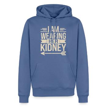 Déclaration humoristique sur le don d’organes - Sweat à capuche Premium bio Homme - bleu pigeon - Devant - Nico (187cm)