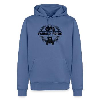 Farmer power design tractor text Farmer pride - Men’s Premium Organic Hoodie - stone blue - Front - Nico (187cm)