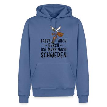 Lasst mich durch ich muss nach Schweden - Männer Premium Bio Hoodie - Taubenblau - Vorne - Nico (187cm)