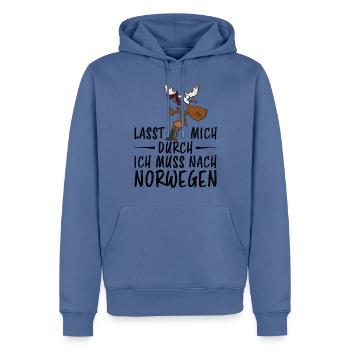 Lasst mich durch ich muss nach Norwegen - Männer Premium Bio Hoodie - Taubenblau - Vorne - Nico (187cm)