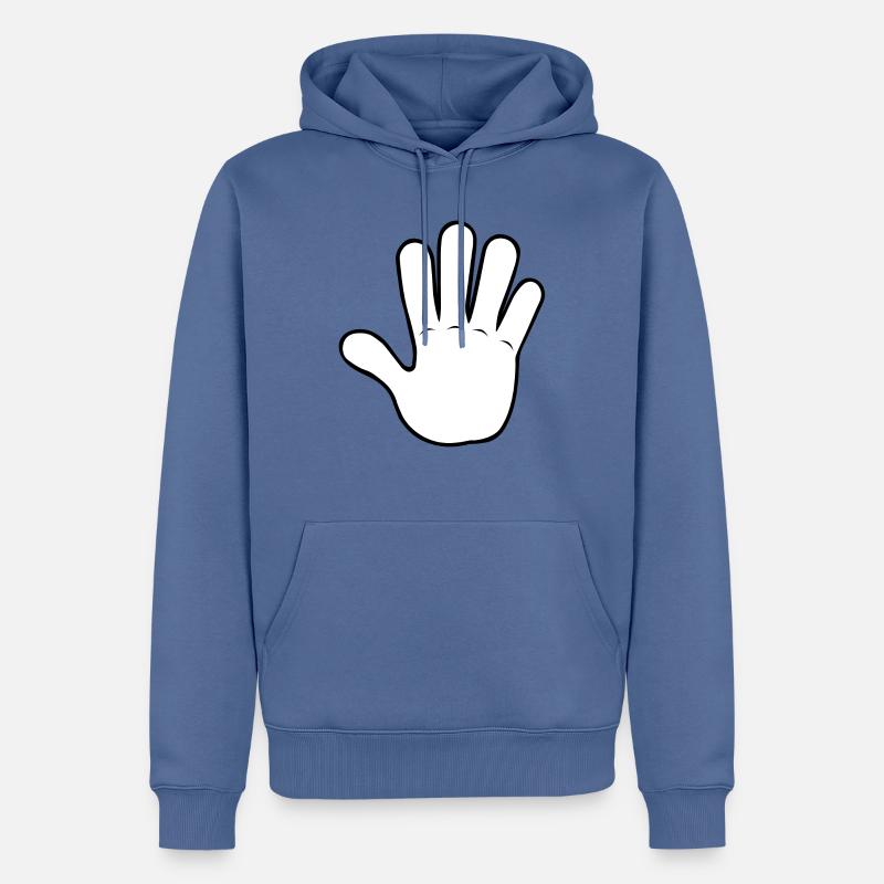 Hand Gimme 5 | Black/White - Männer Premium Bio Hoodie - Taubenblau